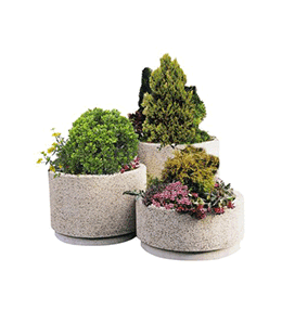 Round planter in washed aggregate